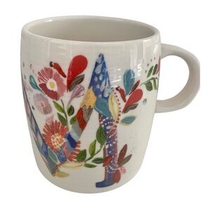 ANTHROPOLOGIE Stella M Halfmann Monogram M Floral Mug